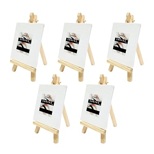 grandink mini wooden easel 6 inch with 4x4 canvas panel set of 5