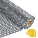 Grandroad auto 8x25 FT Garage Floor Mat, 2.8mm Thickened Flooring Roll for Under Car Diamond Plate PVC Rubber Mat with 20 Pcs Tapes, Non-Slip Floor Mat for Garage, Warehouse, Gyms, Trailer, Gray