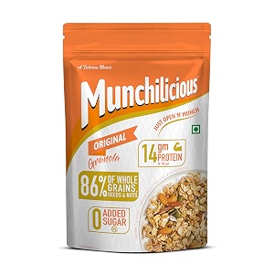 granola - original 400g 80 seeds amp whole grains  crunchy roasted cereal  high protein amp fiber  cholesterol free  trans fat free  healthy ready-to-eat breakfast snack
