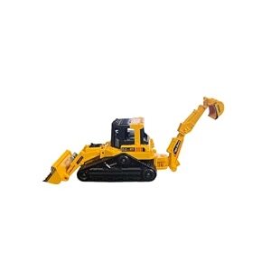 graphene 2 in 1 bulldozer and crain excavator truck convert to transformer friction powered construction vehicle trucks best gifts for kids with yellow and green pack of 1
