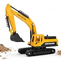 GRAPHENE Crane Excavator Construction Toy Vehicle for Kids Yellow Bulldozer Engineering JCB Model Vehicle Unbreakable Toy Friction Powered Push &amp; Go Moveable Joints Truck Toy Set Boys Girls Toddler