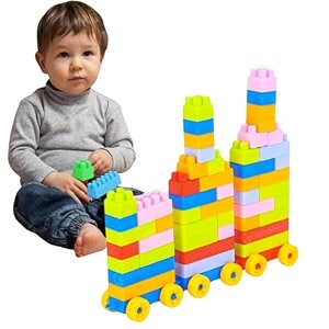 graphene 45 pcs small sized building blocks with wheels - smart activity fun and learning train blocks for kids  educational and exciting  best gift toy for 3-year-old boys amp girls multicolor