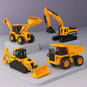 graphene 4pcs big construction engineer vehicle toy set friction powered jcb bulldozer dumper truck crane excavator pretend play lorry building toy for kids boy girl toddlers 1 2 3 4 5 6 7 years