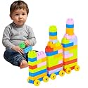 GRAPHENE 64 Pcs Small Size Building Blocks with Wheels - Smart Activity Fun and Learning Train Blocks for Kids | Educational and Exciting | Best Gift Toy for 3-Year-Old Boys &amp; Girls (Multicolor)