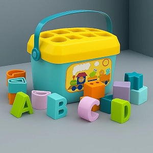 graphene baby plastic first39s educational blocks shapes and sorter 16 blocks set abcd blocks with other shapes toys for 6 months to 1-2 years old kids for boys girls baby first block bucket