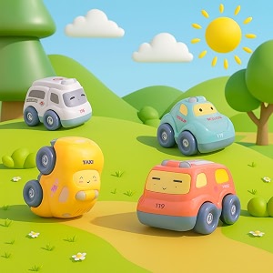 graphene push n go emergency vehicle toy friction powered car unbreakable press and go transport light amp sound gift for baby girls boy kids toddlers pull back car random designs multicolor pack of 4
