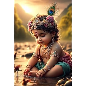graphic word bal krishna poster for pregnant women religious bal krishna god posters for room living room posters for bedroom mandir room walls 12 x 18 inchesmulticolor