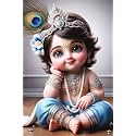 Graphic Word Bal Krishna Poster for Pregnant Women, 12x18 Inch, Pack of 1