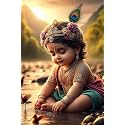 GRAPHIC WORD Bal Krishna Poster For Pregnant Women| Religious Bal Krishna God posters for room, Living Room, Posters For Bedroom, Mandir Room Walls (12 x 18 inches)|(Multicolor)