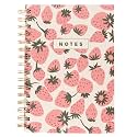 Graphique Hardbound Spiral Journal, 160 Ruled Pages Hard Cover Notebook, Diary, Lists, Record Month and Date, Premium Paper, Pink Strawberries, 6” x 8”