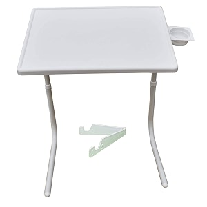 table multi purpous portable and adjustable utility table with cup holder for laptopstudydinner standard white