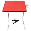 Table Multi Purpous Portable and Adjustable Utility Table with Cup Holder for Laptop,Study,Dinner (Standard, Red White)