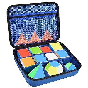 speed cube storage case bag - holds 12 types retro brain teaser fidget toy carrying holder with mesh pocket for standtutorial box only - blue
