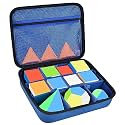 Speed Cube Storage Case Bag - Holds 12+ Types, Retro Brain Teaser Fidget Toy, Carrying Holder With Mesh Pocket for Stand/Tutorial (Box Only) - Blue