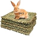 Hamiledyi Grass Mat Woven Bed Mat for Small Animal 5Pcs Bunny Bedding