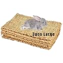 Hamiledyi Grass Mat Woven Bed Mat for Small Animal 3PCS Large Bunny Bedding