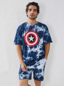 grativo creation men night suit set blue printed