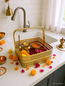 gravity Golden Storage Basket for Kitchen Iron Flower Basket