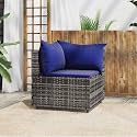 Gray Patio Corner Sofa with PE Rattan and Powder-Coated Steel Frame, Modular Outdoor Furniture Set Includes Comfortable Polyester Cushions for Garden and Balcony Lounge