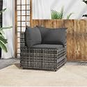Gray PE Rattan Patio Corner Sofa with Adjustable Feet, Modular Outdoor Furniture Set with Weather-Resistant Cushions and Durable Steel Frame for Garden Seating
