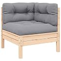 Gray Solid Pine Wood Modular Corner Sofa for Indoor and Outdoor Use with Weather-Resistant Cushions and Removable Covers, Compact Design for Balcony Sunroom Living Room,