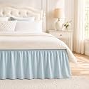 Grayish Blue Bed Skirt Queen Size 15" Drop, Elastic Wrap Around Bedskirt