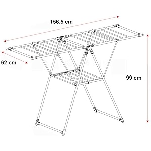 grazia carbon steel foldable cloth drying stand  heavy-duty amp space-saving laundry dryer for indoor amp outdoor use  sturdy adjustable amp portable 1565 x 62 x 99 cm blue