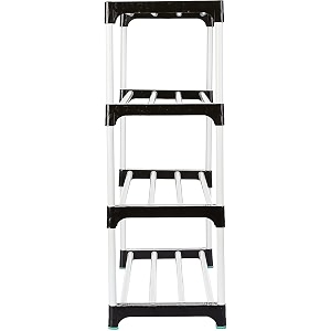 grazia 4-tier folding shoe rack black  multi-purpose plastic shoe stand for home  space-saving footwear organizer for bedroom amp entryway  portable book shelf amp storage rack