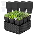GREANER 12 Inch Sturdy Seed Tray 11PCS, 4 Inch 100PCS Flexible Square Nursery Pots with Drainage Holes, Plant Germination Trays for Plants, Succulent, Flower, 20PCS Plant Labels(Black)