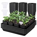 GREANER 4PCS Seed Starting Trays 12 Inch, 60PCS 2.7 Inch Sturdy Seedling Pots with Drain Holes and 20PCS Plant Labels for Indoor&amp;Outdoor Use