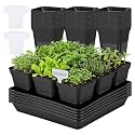 GREANER 50 Pcs Nursery Pots 4 Inch, 5 Packs 12 Inch Reusable Seed Starter Tray, Plastic Sturdy Planting Pots with 20PCS Plant Labels for Indoor Outdoor