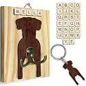 Great Dane Dog Leash Holder Wall Mount with Scrabble Letters, Wooden Dog Wall Hook Organizer, Pet Collar and Harness Holder Entryway, Key Hook and Leash Rack, Gift for Pet Lovers, Home Decor PF297-40