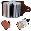 Leather Credit Card Holder | Business Card Holder | ATM Card Holder for Men and Women | Holds 24 Cards (Brown)