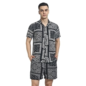 greciilooks co ord set for men  trendy night dress for boys  shirt and shorts combo for lounge  stylish summer and travel wear  men39s matching two-piece for vacation