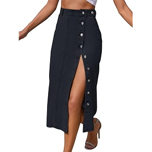 GRECIILOOKS Denim Skirt for Women Long