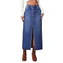 GRECIILOOKS Denim Skirt for Women Long