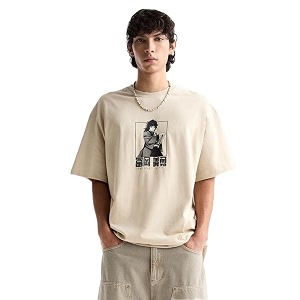 GRECIILOOKS Mens Cotton Blend Oversized Fit T-Shirt