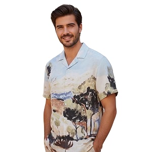 GRECIILOOKS Mens Half Sleeve Rayon Shirt Stylish