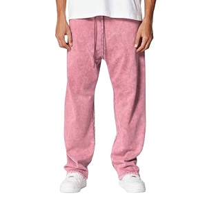 GRECIILOOKS Mens Loose Mid Rise Track Pant