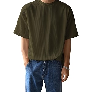 GRECIILOOKS Mens Polycotton Textured Drop Shoulder Oversized