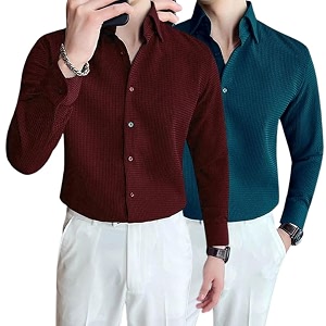 GRECIILOOKS Mens Shirt Formal Button Down