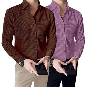 GRECIILOOKS Mens Shirt Formal Button Down