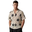 GRECIILOOKS Mens Shirt Mens Casual Crochet