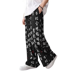 greciilooks mens boho hippie harem pants  black printed wide-leg trousers  koren streetwear loose baggy fit summer lounge yoga lowers trouser relaxed fit for men