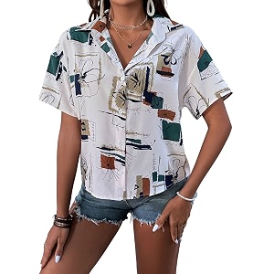 GRECIILOOKS Shirt for Womens Korean Casual Short