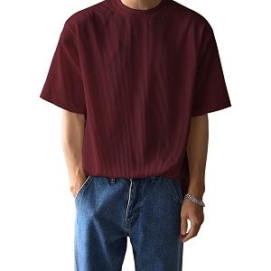 GRECIILOOKS Mens Polycotton Textured Drop Shoulder Oversized
