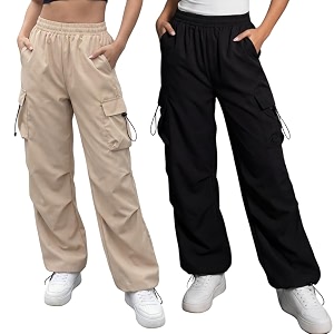GRECIILOOKS Womens Cargo PantsTrousers High Waist Cotton