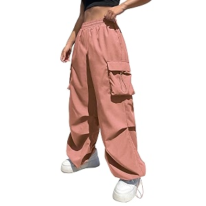 GRECIILOOKS Womens Cargo PantsTrousers High Waist Cotton