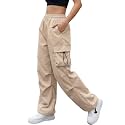 GRECIILOOKS Women39s Cargo PantsTrousers High Waist Cotton