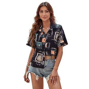 GRECIILOOKS Shirt for Womens Korean Casual Short